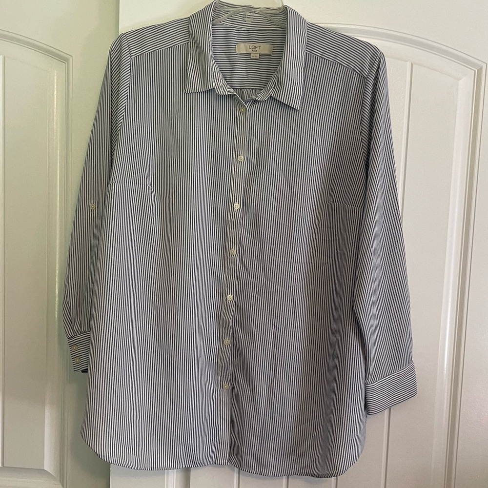 LOFT Blue Button Down Shirt Classic Top